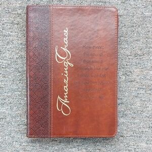 NEW Brown Faux Leather "Amazing Grace" Zippered Journal